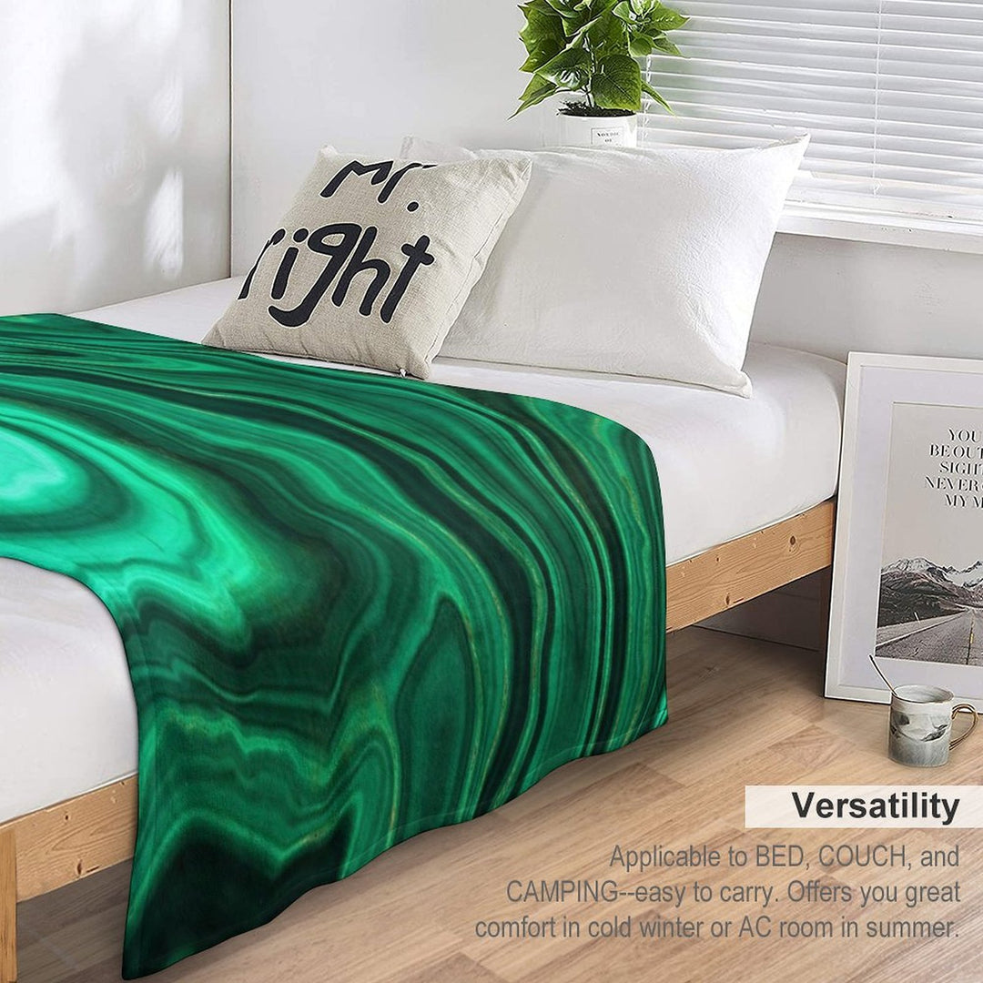 Malachite Green Faux Marble with Gold Veins III Anti-pilling Throw Blanket