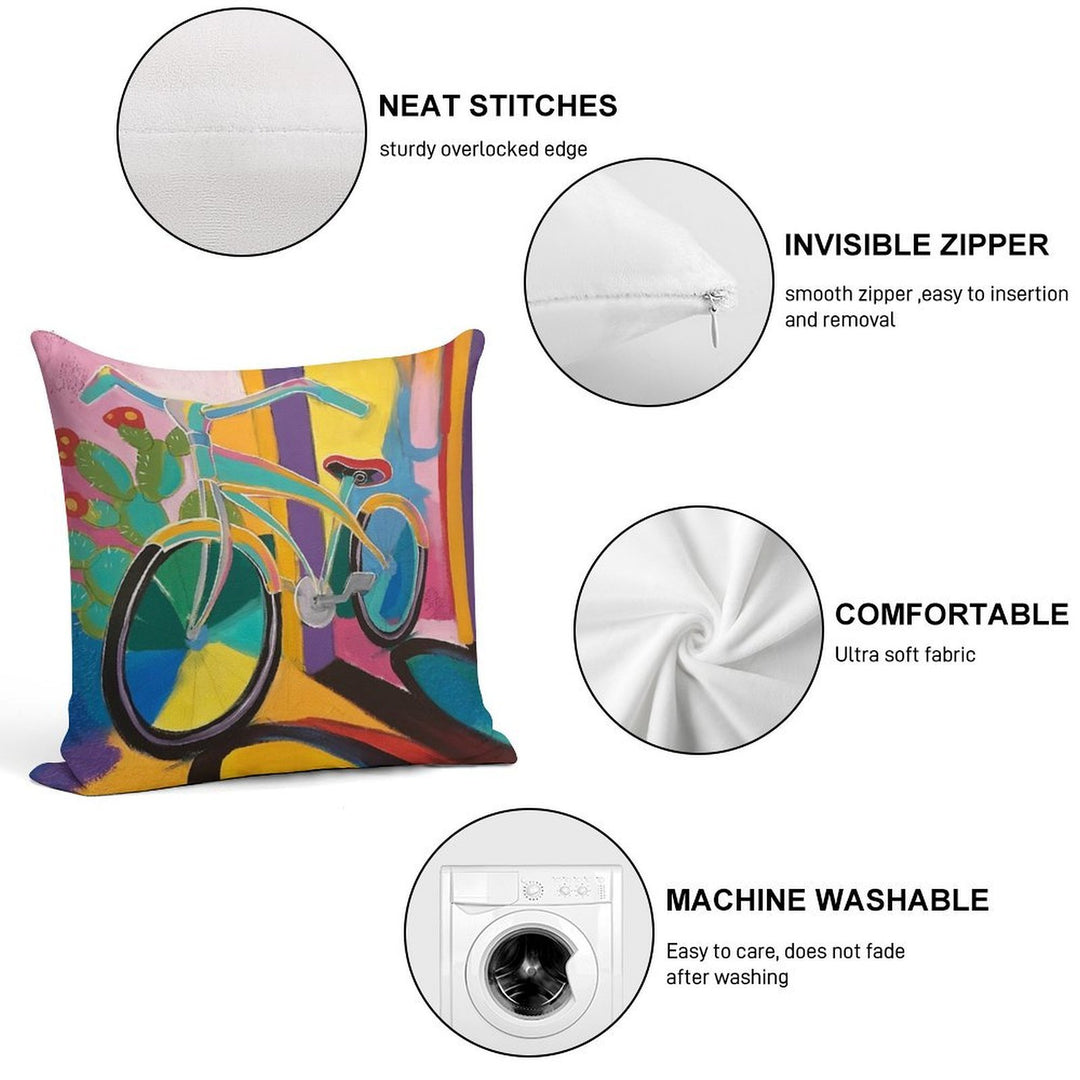 La Bicicleta Soft Gift Ready Throw Pillow