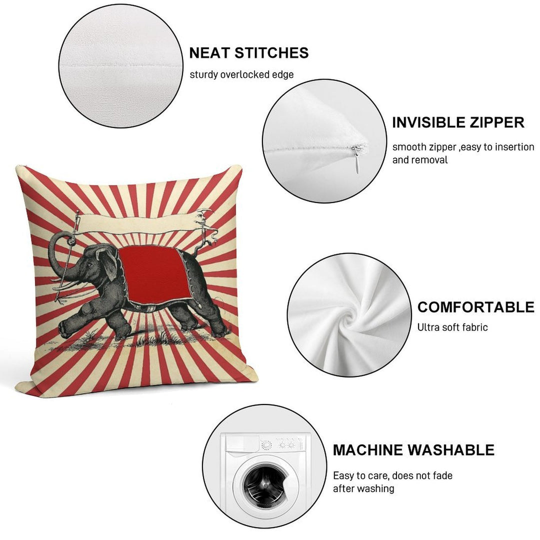 Circus Elephant Vintage Poster Pop Wall Street Art Soft Style Accent Throw Pillow