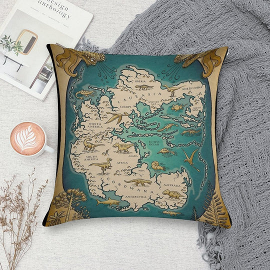 Map of The Supercontinent Pangaea Soft Shrink-Resistant Throw Pillow