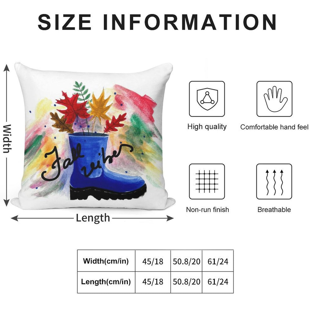 Vibrant Fall Leaves in A Blue Boot - Fall Vibes Soft Warmth Comfort Throw Pillow