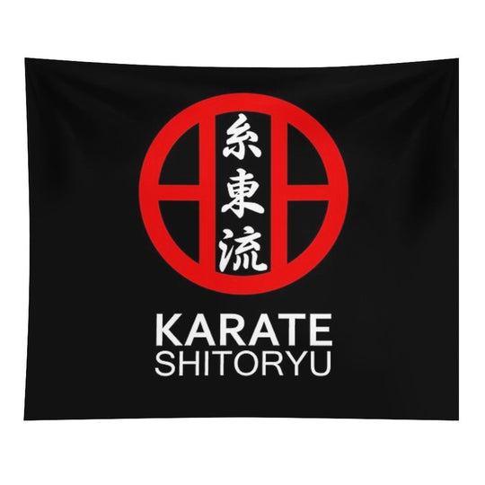 Karate Shitoryu Kanji And Symbol White Text Tapestry