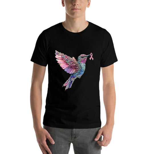 Hummingbird Pink Ribbon Breast Cancer Awareness  Trendy Pattern T-Shirt
