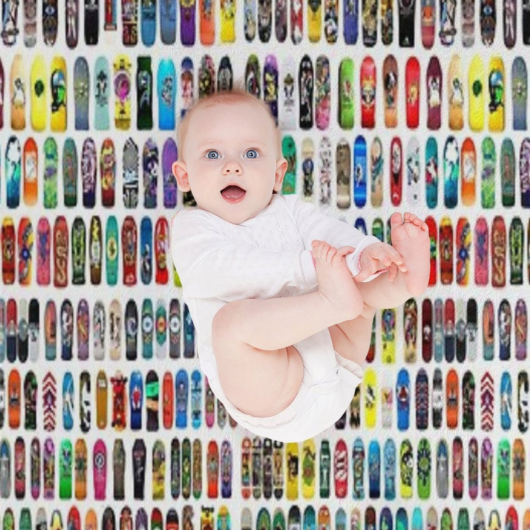 Vintage Skateboard Print Anti-pilling Throw Blanket