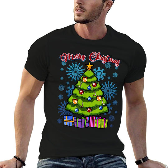 Merry Christmas Tree, Men Women Kids, Xmas  Fade-proof Color T-Shirt