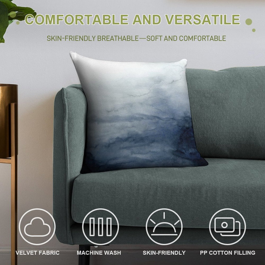 Indigo Abstract Painting  No.2 Soft Short Plush Fabric Throw Pillow