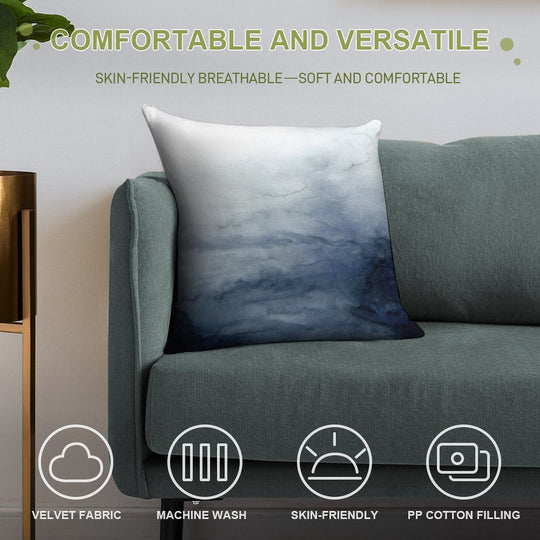 Indigo Abstract Painting  No.2 Soft Short Plush Fabric Throw Pillow