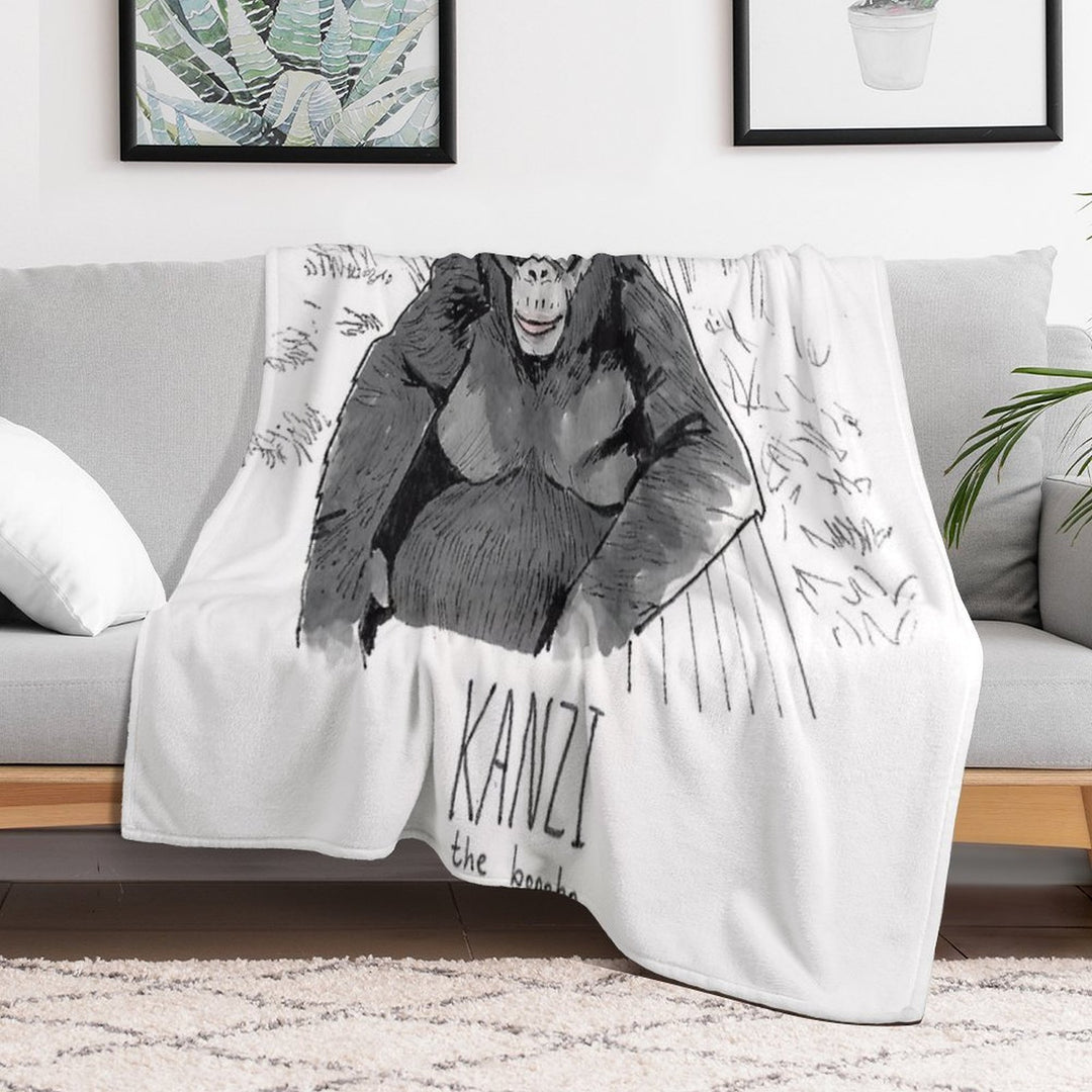 Kanzi The Bonobo Plush Throw Blanket