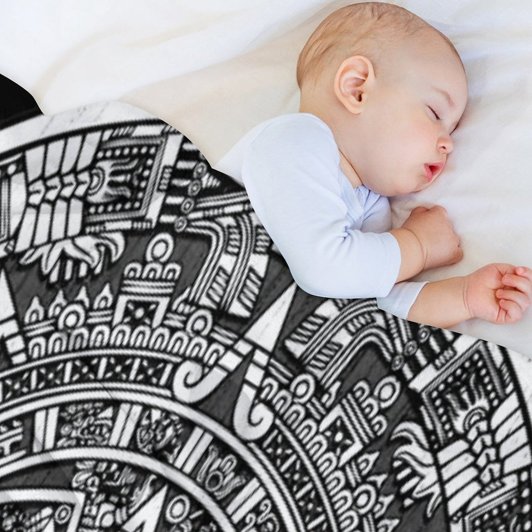 Aztec Calendar Plush Throw Blanket