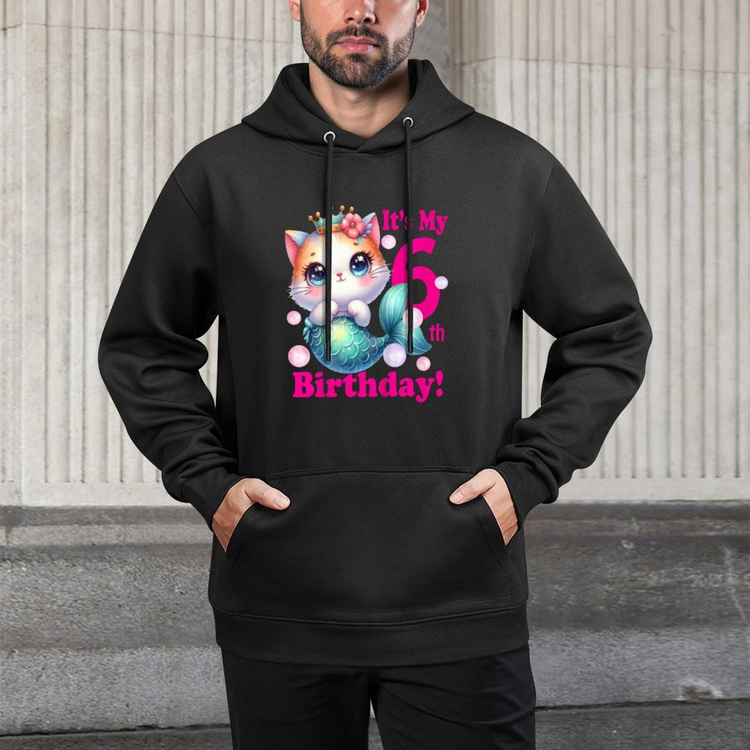 Its My 6th Mercat Birthday Theme for (6) Six Year Old for Kids Layering Staple Hoodie