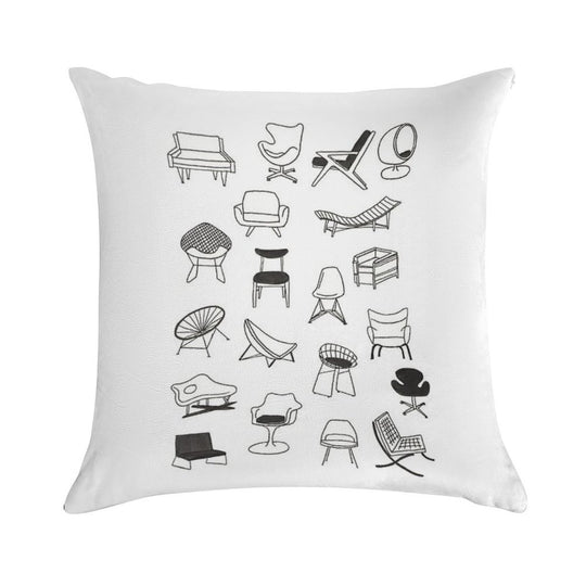 Mid Century Modern Chair Collection Soft Washable Throw Pillow