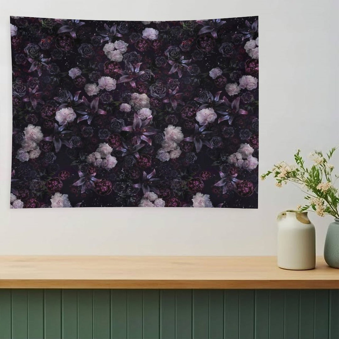 Midsummer Nights Dream #Dark Floral #Midnight #Black #Rose #Night Tapestry