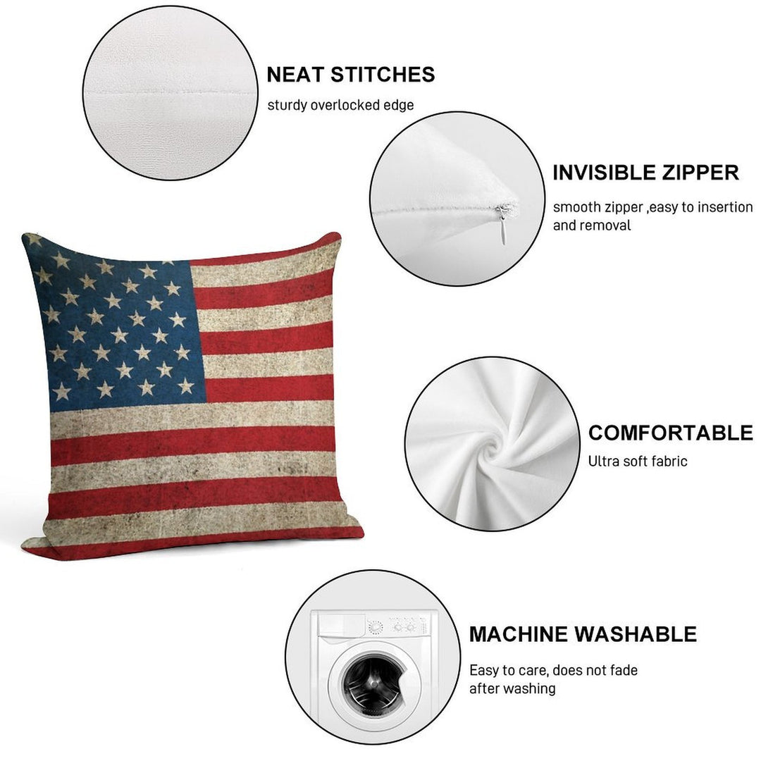 Old And Worn Distressed Vintage Flag of The United States Soft Anti-Pilling Throw Pillow