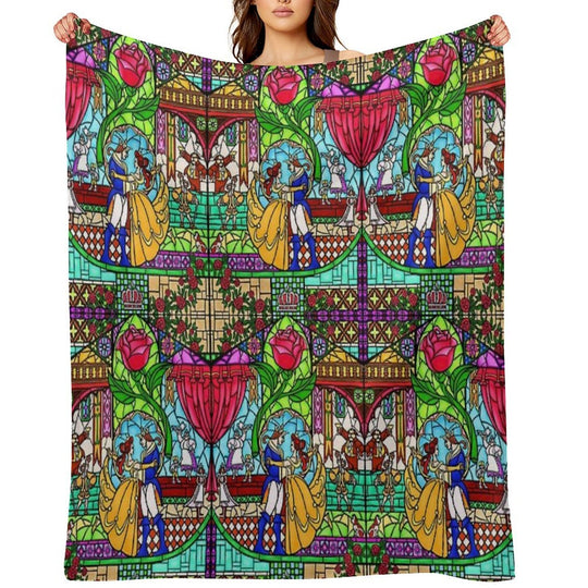 Patterns of The Stained Glass Window Plush Throw Blanket