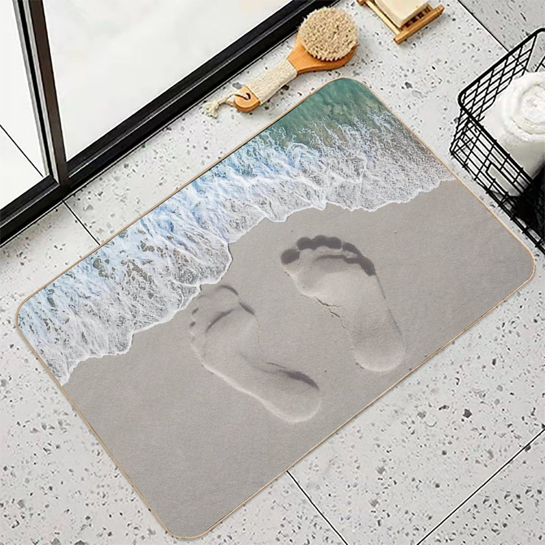 Seaside Serenity Footprints Beach Bath Mat Beach Themed Decorations  Multi-Purpose Bath Mat