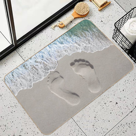 Seaside Serenity Footprints Beach Bath Mat Beach Themed Decorations  Multi-Purpose Bath Mat