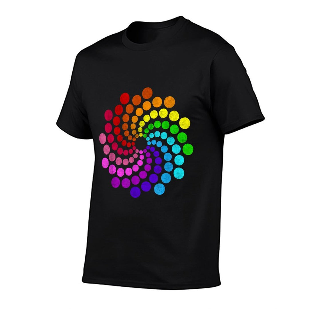 Polka Dot Spiral Dot Day Colorful Rainbow Dots Cute Art  Polyester Blend T-Shirt