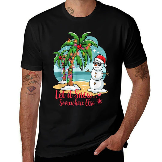 Let It Snow… Somewhere Else – Tropical Christmas Fun  Heathered Texture T-Shirt