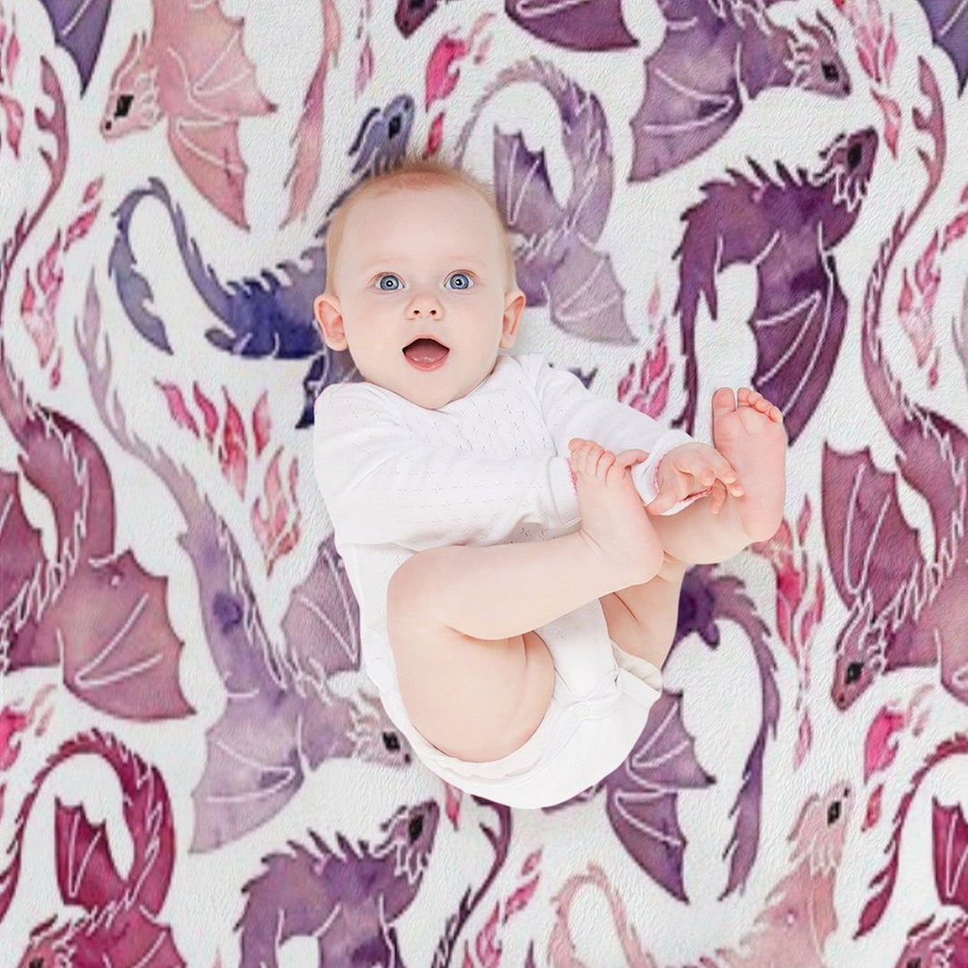 Dragon Fire Pink & Purple Shrink-resistant Throw Blanket