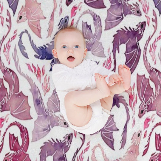 Dragon Fire Pink & Purple Shrink-resistant Throw Blanket