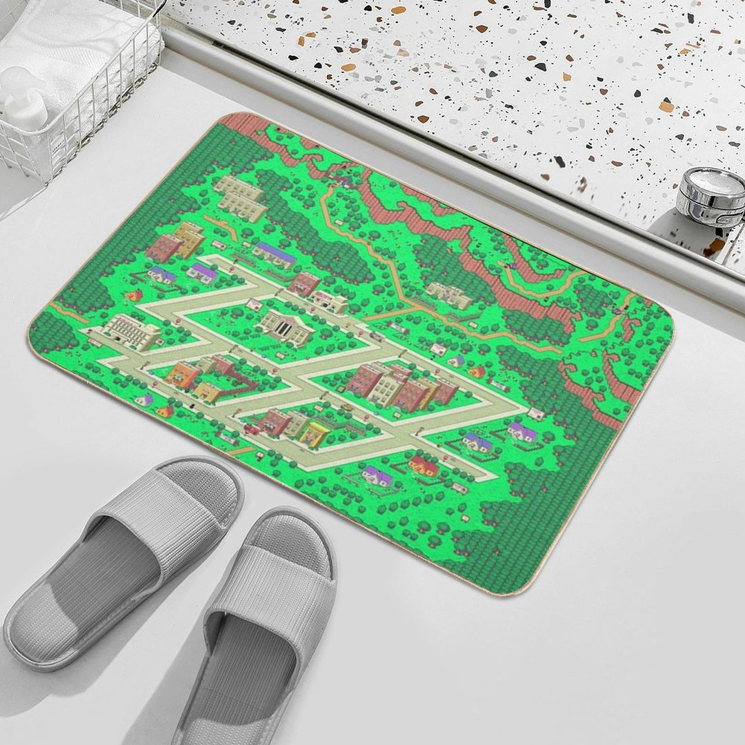 Earthbound Onett Map  Rapid-Drying Bath Mat