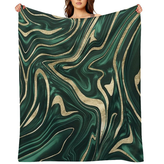 Emerald Green Black Gold Marble #1 #decor #art Versatility Throw Blanket