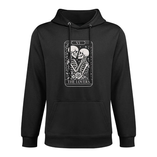 Skeleton Skulls Tarot Card Couple The Lovers Valentines Day Durable Construction Hoodie