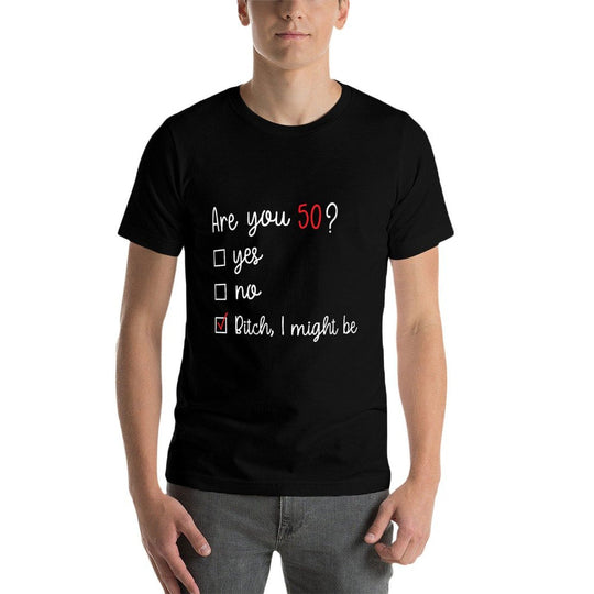 Womens Are You 50 Bitch, I Might Be Funny 50th Birthday  Heathered Texture T-Shirt