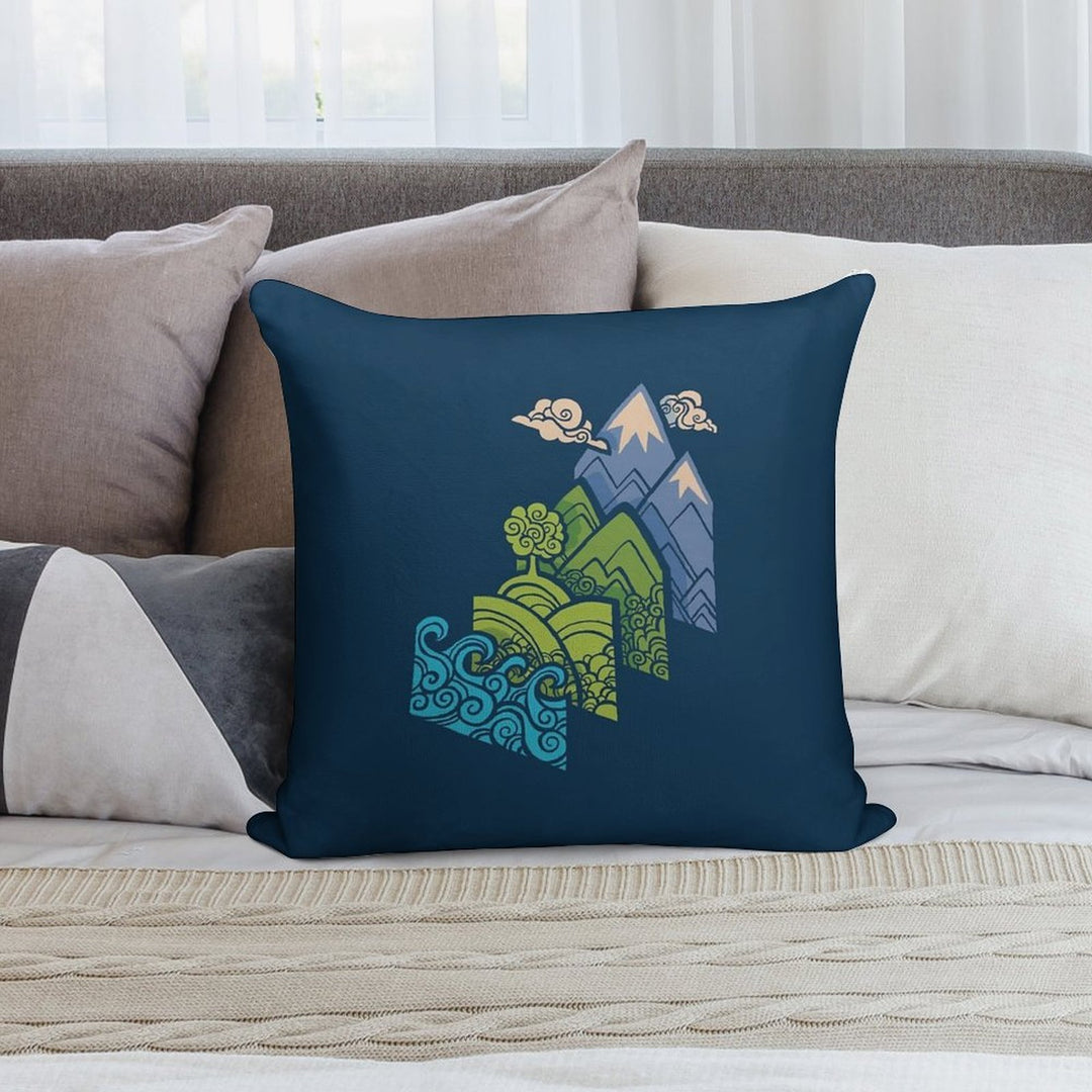 How to Build A Landscape  Blue Soft Shrink-Resistant Throw Pillow