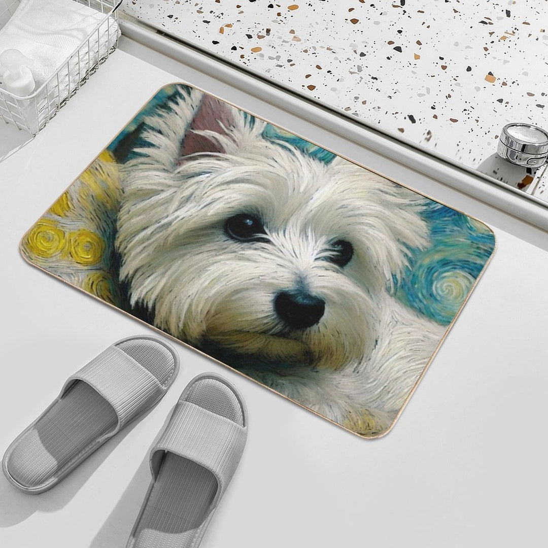 The Snuggle Queen - West Highland Terrier Van Gogh Style Durable Bath Mat