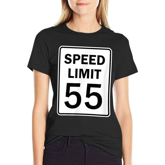 Speed Limit 55 MPH Road Sign Graphic  Wrinkle-resistant T-Shirt