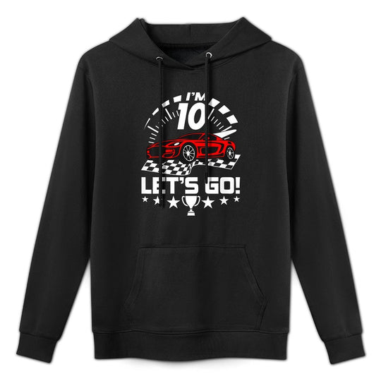 Kids 10 Year Old Race Car 10th Birthday Racing Racecar Boys Girls Unisex Design Hoodie