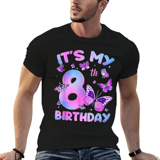 Its My 8th Birthday Butterfly Theme 8 Year Old Girl Party  Relaxed-fit T-Shirt