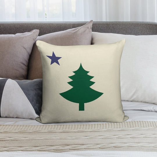 Old Original 1901 Maine State Flag with Pine Tree And Star Soft Short Plush Fabric Throw Pillow