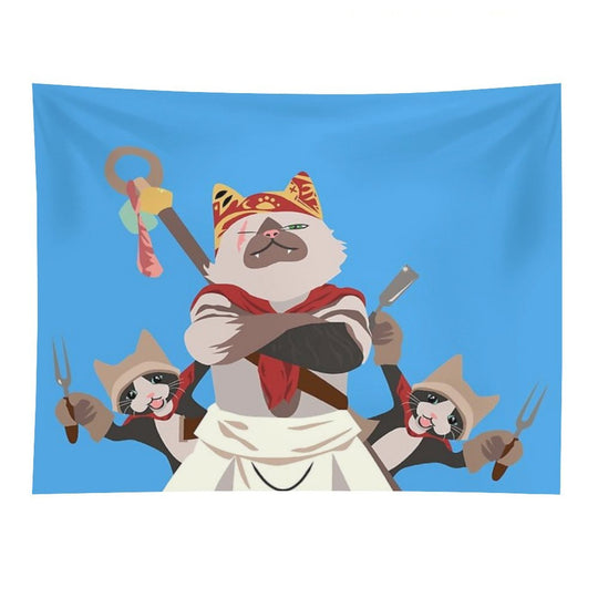 Meowscular Chef And His Crew Tapestry