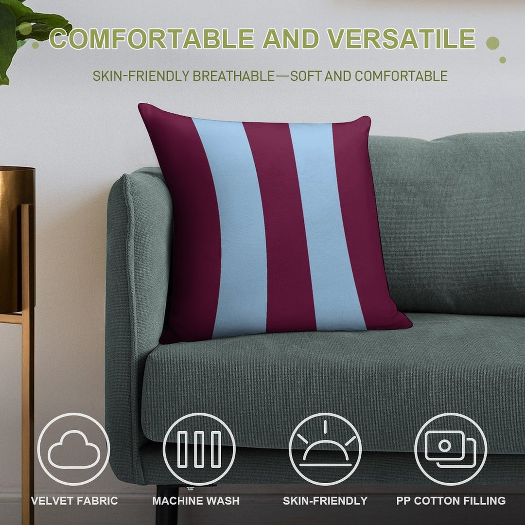 Aston Villa Retro 2000 Claret And Blue Home Striped Soft Short Plush Fabric Throw Pillow