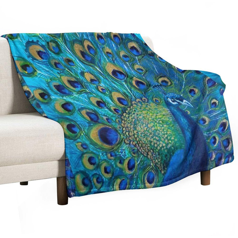 Beautiful Painted Peacock in Its Full Glory All-season Throw Blanket