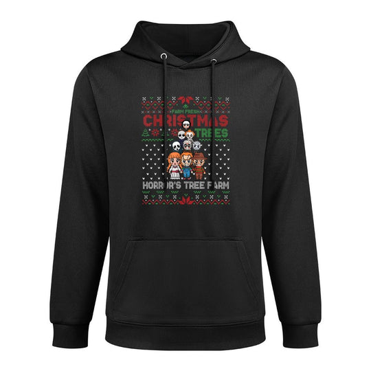Christmas Trees Horrors Tree Farm, Scary Characters Xmas Colorfast Hoodie