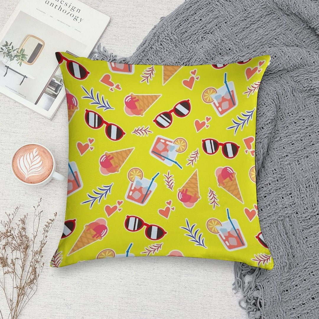 Bright Summer Pattern Soft Gift Ready Throw Pillow