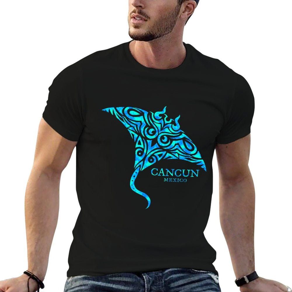 Vintage Cancun Mexico Colorful Stingray Men Womens Souvenir  Moisture-wicking T-Shirt