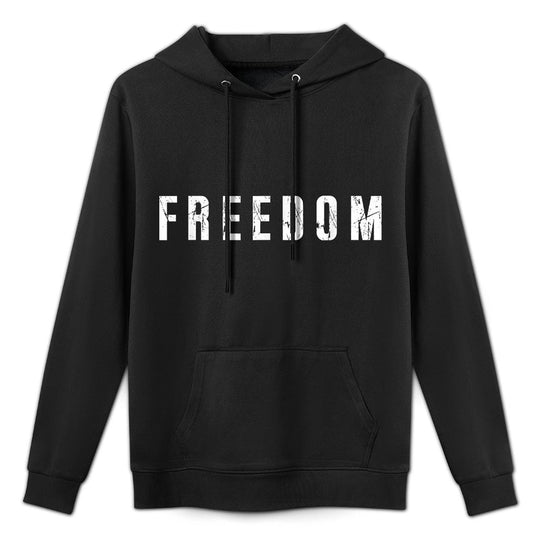 Freedom Text Minimalist Design Bold Typography Graphic Shape Retention Hoodie