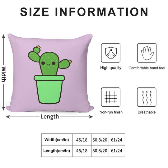 Cute Cactus in Green Pot Soft Shrink-Resistant Throw Pillow