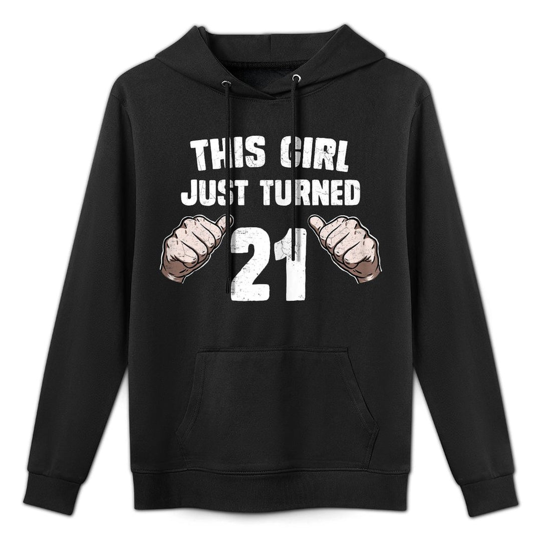 Womens 21st Birthday This Girl Thumbs Vintage Bday Gifts Durable Construction Hoodie