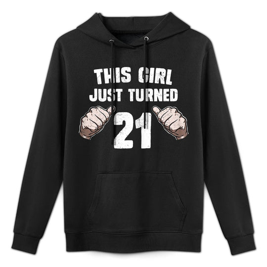 Womens 21st Birthday This Girl Thumbs Vintage Bday Gifts Durable Construction Hoodie