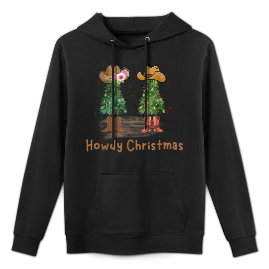 Merry Christmas Yall Gingerbread Cowboy Howdy Western Xmas Kangaroo Pocket Hoodie