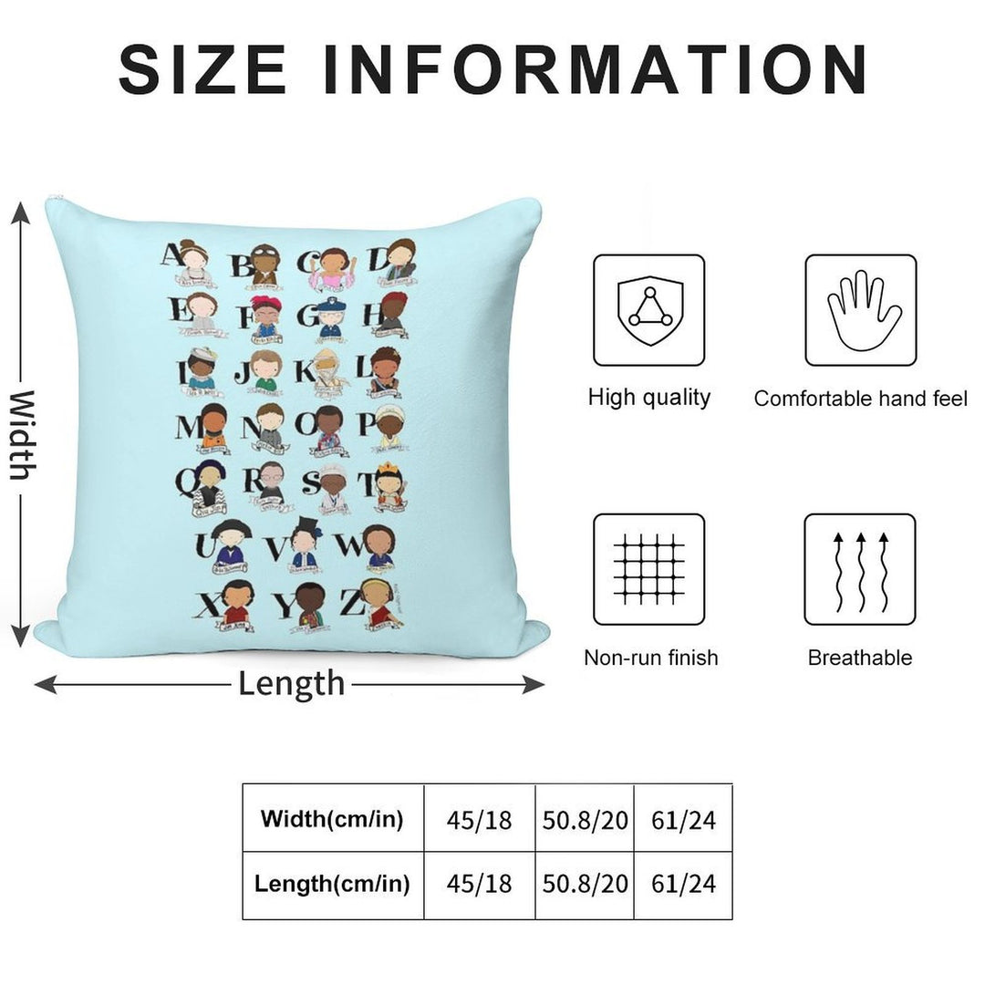 Awesome Woman Alphabet Soft Hidden Zipper Throw Pillow