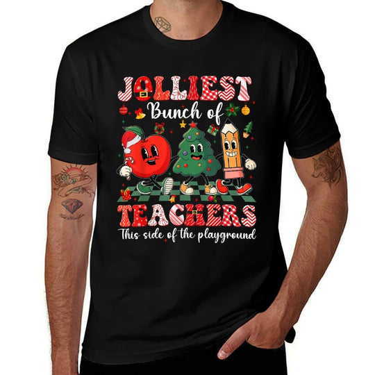 Jolliest Bunch of Teachers Christmas Xmas Teacher Men Women  Graphic-printed T-Shirt