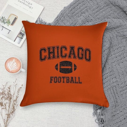 American Football Sport Design  Chicago Football - Distressed Soft Short Plush Fabric Throw Pillow