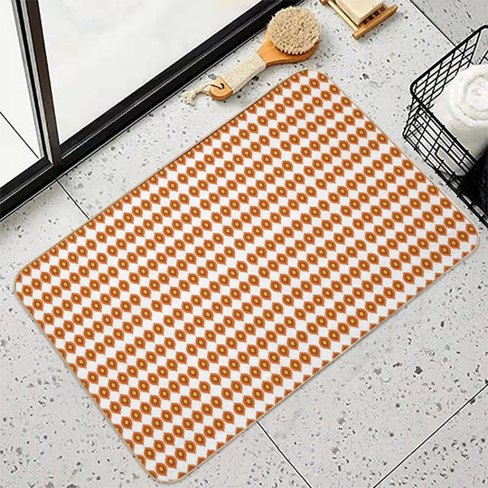 Retro 70s Mid-Century Mod Pattern – Burnt Orange Vibes  Anti-Trip Bath Mat