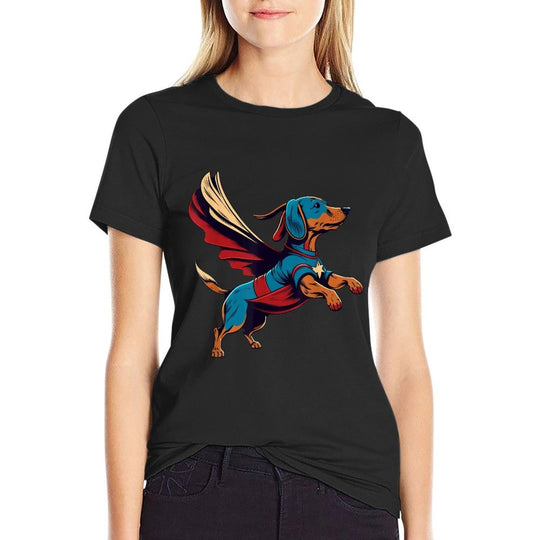 Superhero Dachshund Red Cape Super Hero Dog for Men Women Kids  Tagless Design T-Shirt